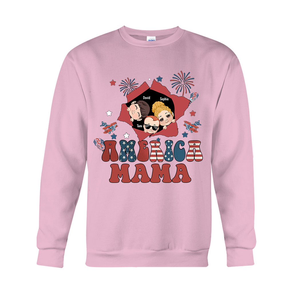 Amerikanische Mama – Beliebiger Titel, Vintage-Retro-Stil – Personalisiertes Mutter-T-Shirt und Hoodie