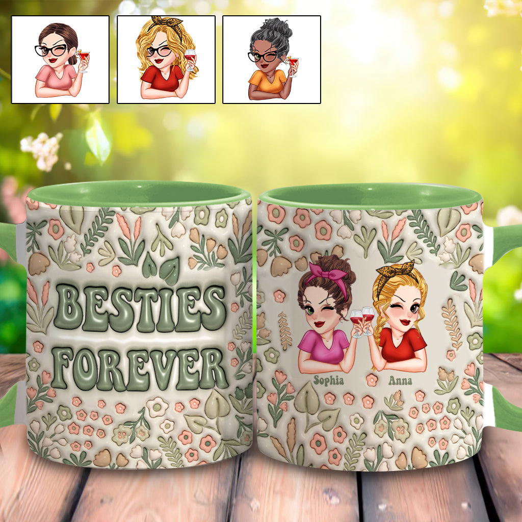 Besties Forever Floral - Personalisierte Bestie-Tasse
