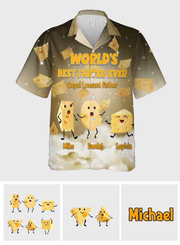 Lustiges Käse-Shirt mit dem Aufdruck „Weltbester Furzer“ – personalisiertes Hawaiihemd für Väter