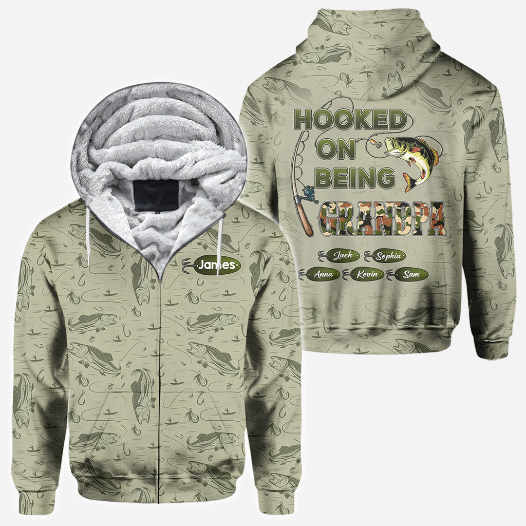 Hooked On Being Dad/ Grandpa... - Personalized Fishing All Over Shirt
