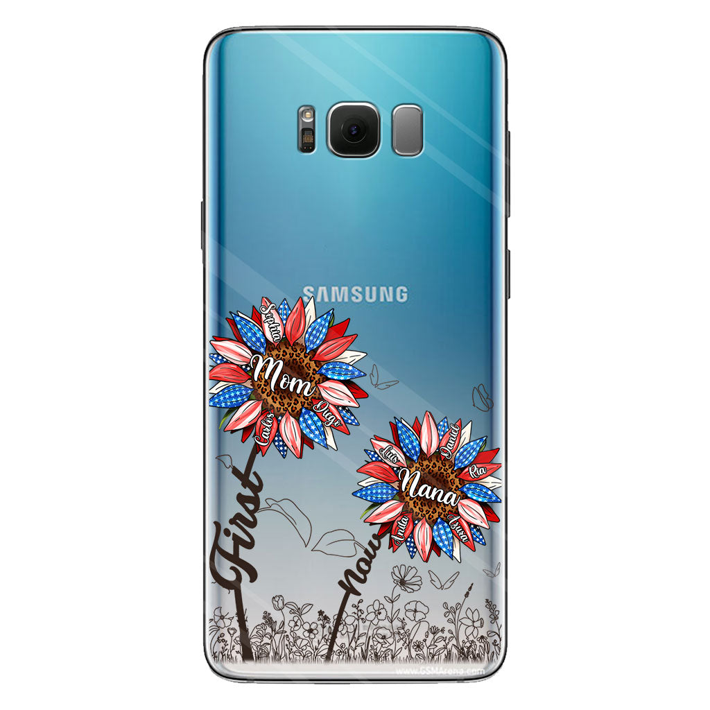 First Mom Now Grandma Sunflower Version - Personalized Grandma Clear Phone Case