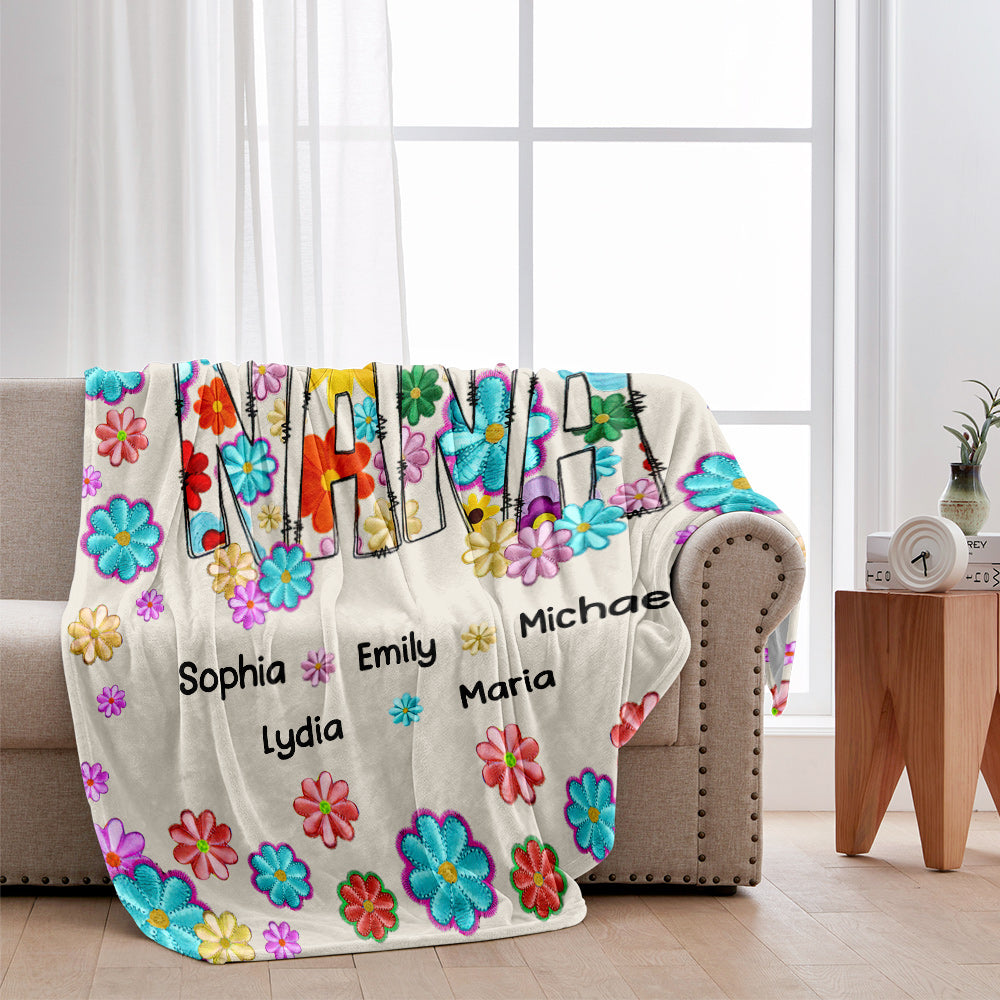Gesegnet, Oma genannt zu werden – Personalisierte Oma-Decke im Blumenstil