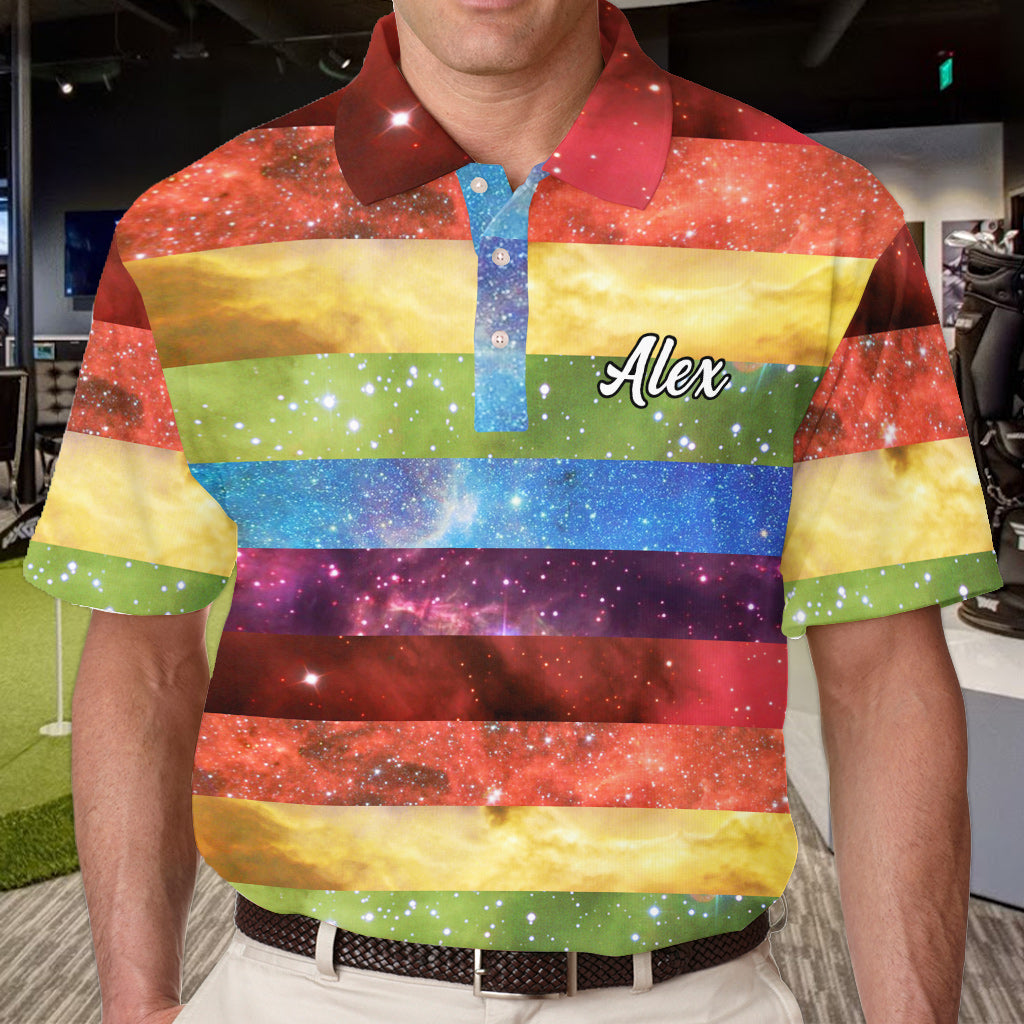 Pride Rainbow Galaxy – Personalisiertes LGBT-Unterstützungs-Poloshirt