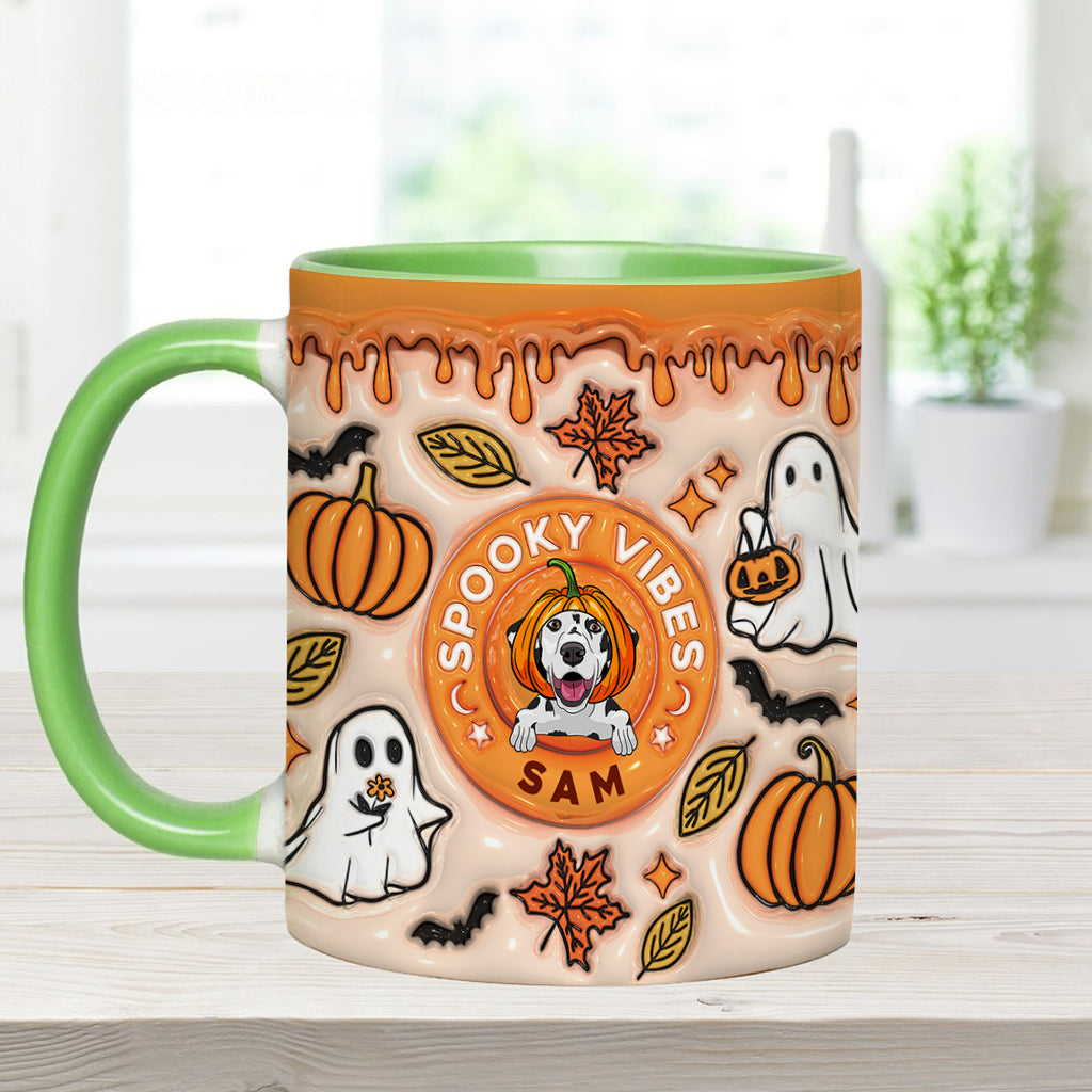 Spooky Vibes Ghost Fall - Personalized Dog Accent Mug