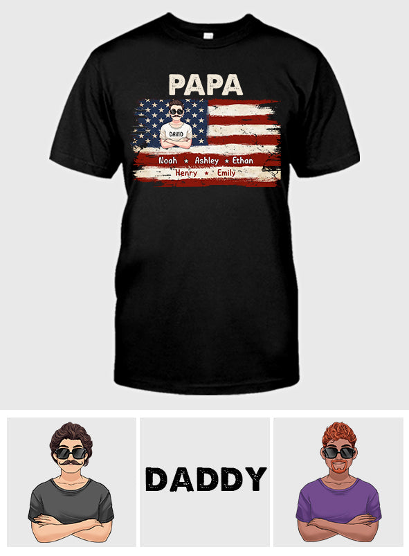 Papas Leben – 4. Juli – Personalisiertes Vater-T-Shirt und Hoodie