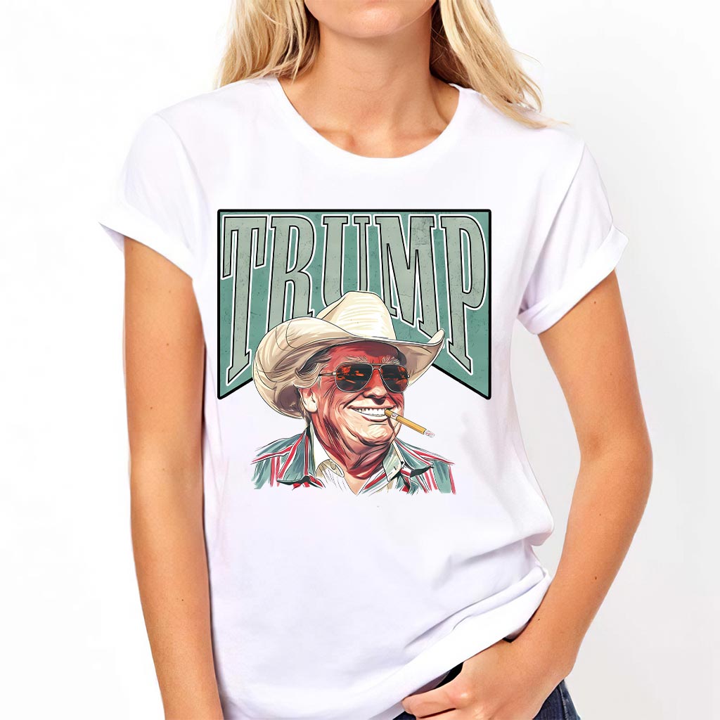 Cowboy-Western-Shirt „Make America Great Again“ mit Donald Trump, Trump-Präsidenten-Shirt, lustiges Donald-Trump-Shirt, Trump-2024-T-Shirt, Geschenke für Republikaner