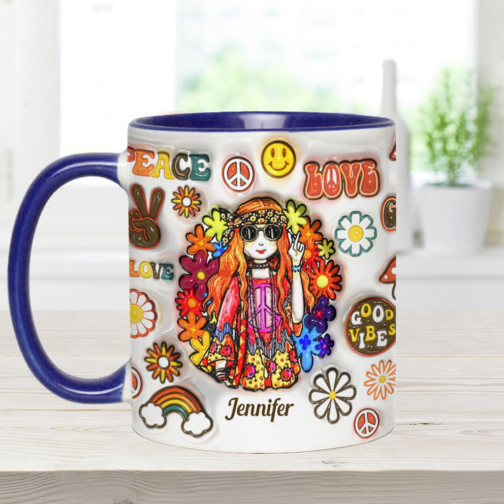 Personalisierte Hippie-Tasse für Frauen: Alte Hippies sterben nicht und verwandeln sich in verrückte Omas