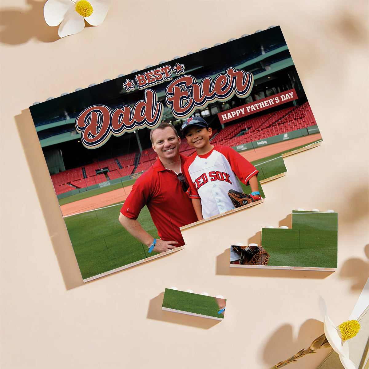 Best Dad Ever - Personalized Father One-sided Horizontal Rectangle Building Brick Blocks