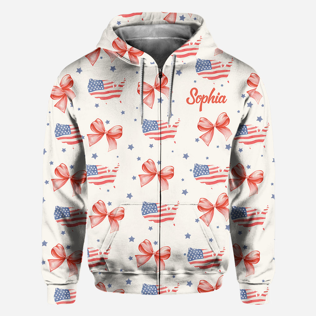 Coquette American Girl - Personalized Independence Day/ 4th of July All Over Shirt