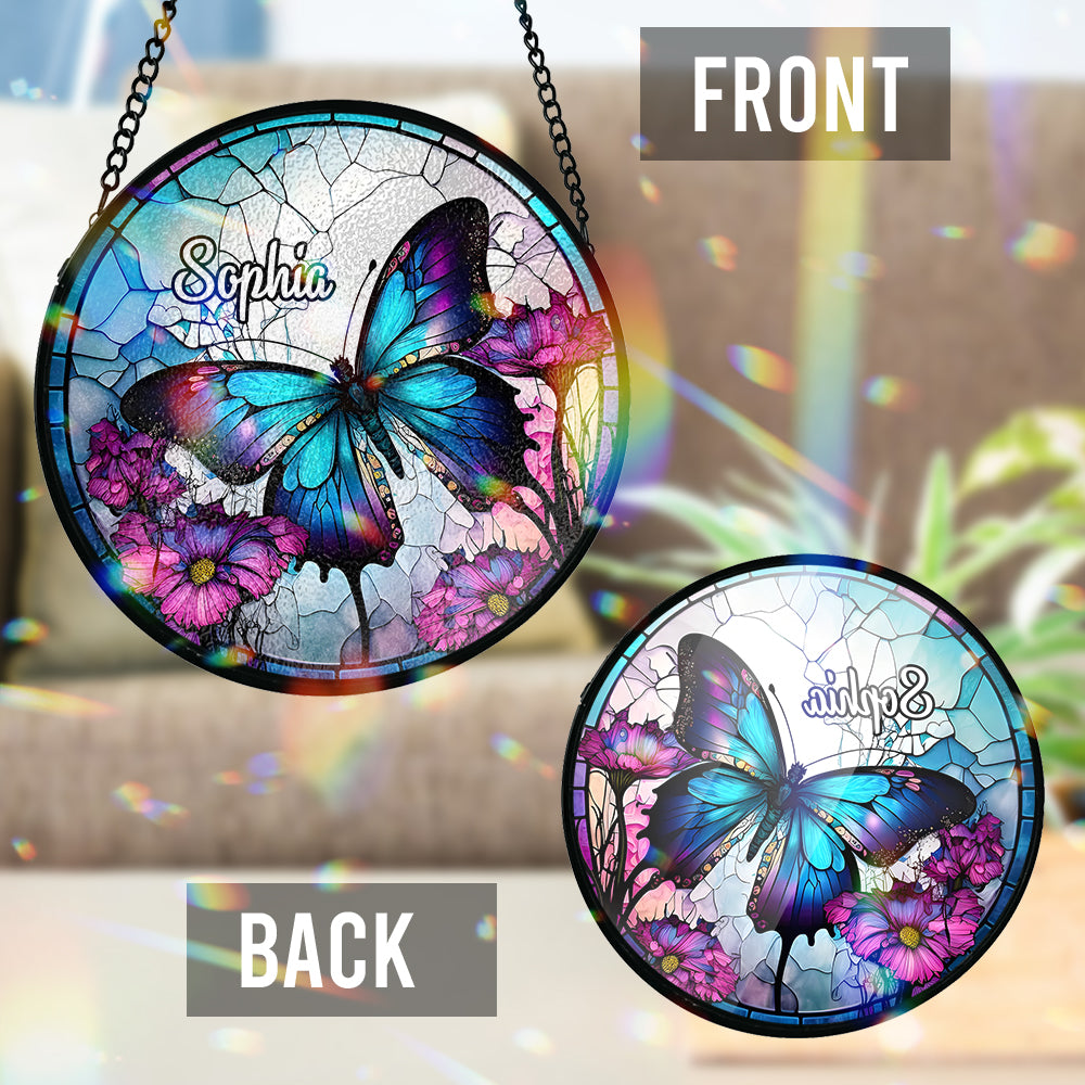 Beautiful Butterfly - Personalized Butterfly Stained Glass Suncatcher