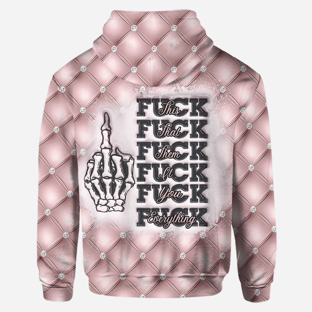 Fick dies, Fick das, Fick dich, Fick alles – Personalisierter Totenkopf-Hoodie und Leggings