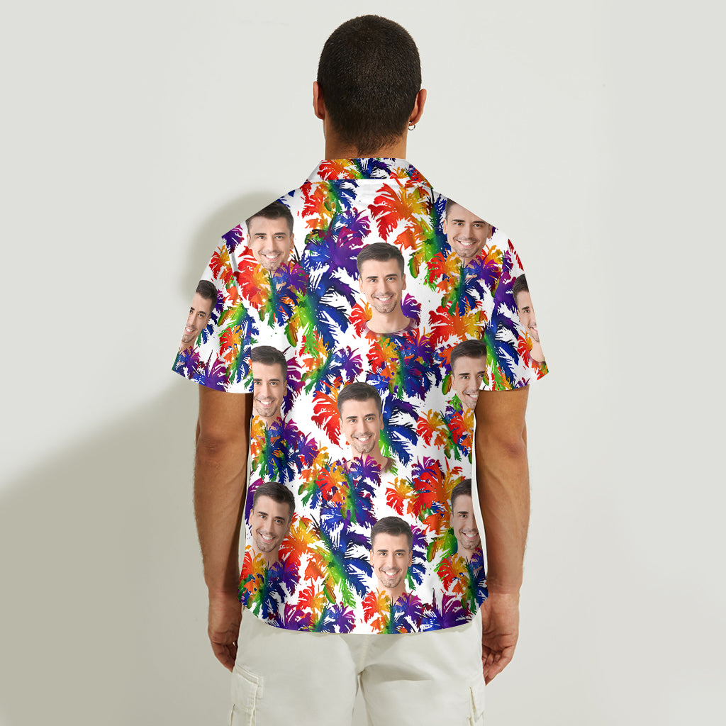 Buntes Palmenblatt-Stolz – Personalisiertes Hawaiihemd zur Unterstützung der LGBTQ+-Community