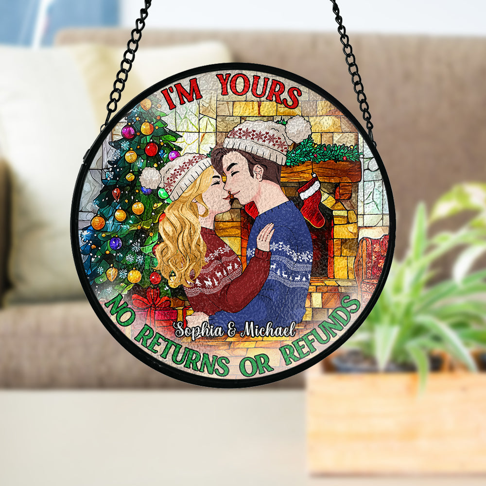 Keine Rückgabe oder Rückerstattung – Personalisierter Buntglas-Sonnenfänger für Paare