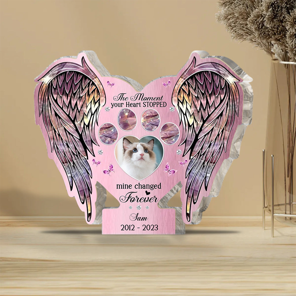 Gedenkflügel Deine Flügel waren bereit, aber mein Herz nicht - Personalisierte Acrylplakette in Katzenform