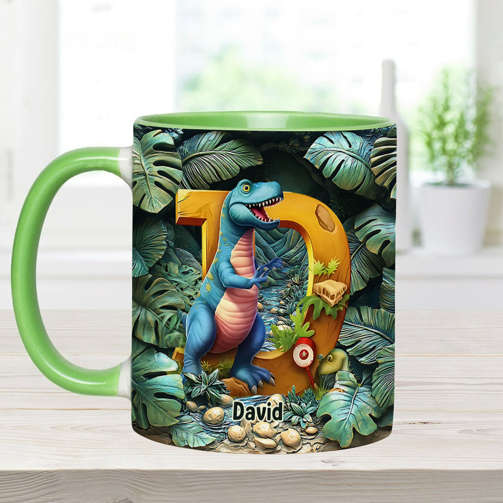 Dinosaurier-Buchstabe - Personalisierte Tasse mit Kinderakzent