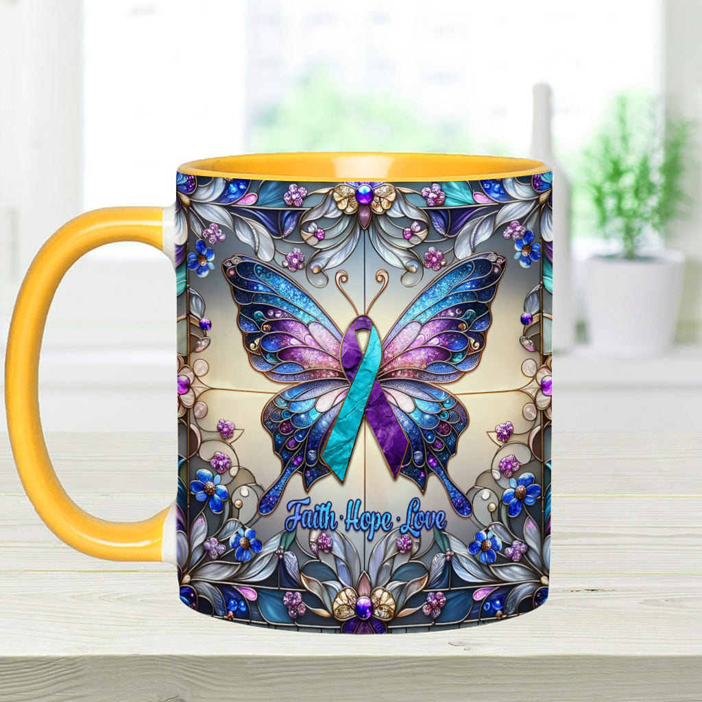 Glaube, Hoffnung, Liebe – Personalisierte Tasse mit Akzent zur Suizidprävention