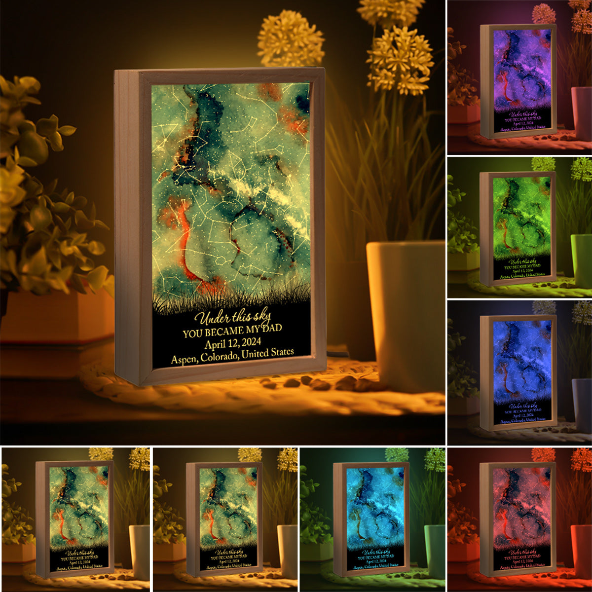 Wo alles begann – Personalisierter Bilderrahmen mit Leuchtkasten für Väter