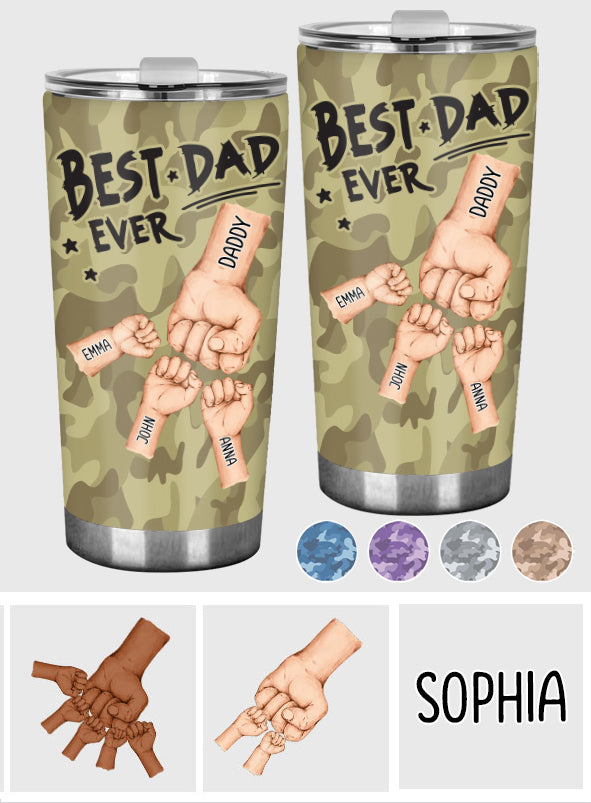 „Bester Papa aller Zeiten“ – personalisierter Vaterbecher im Camouflage-Muster