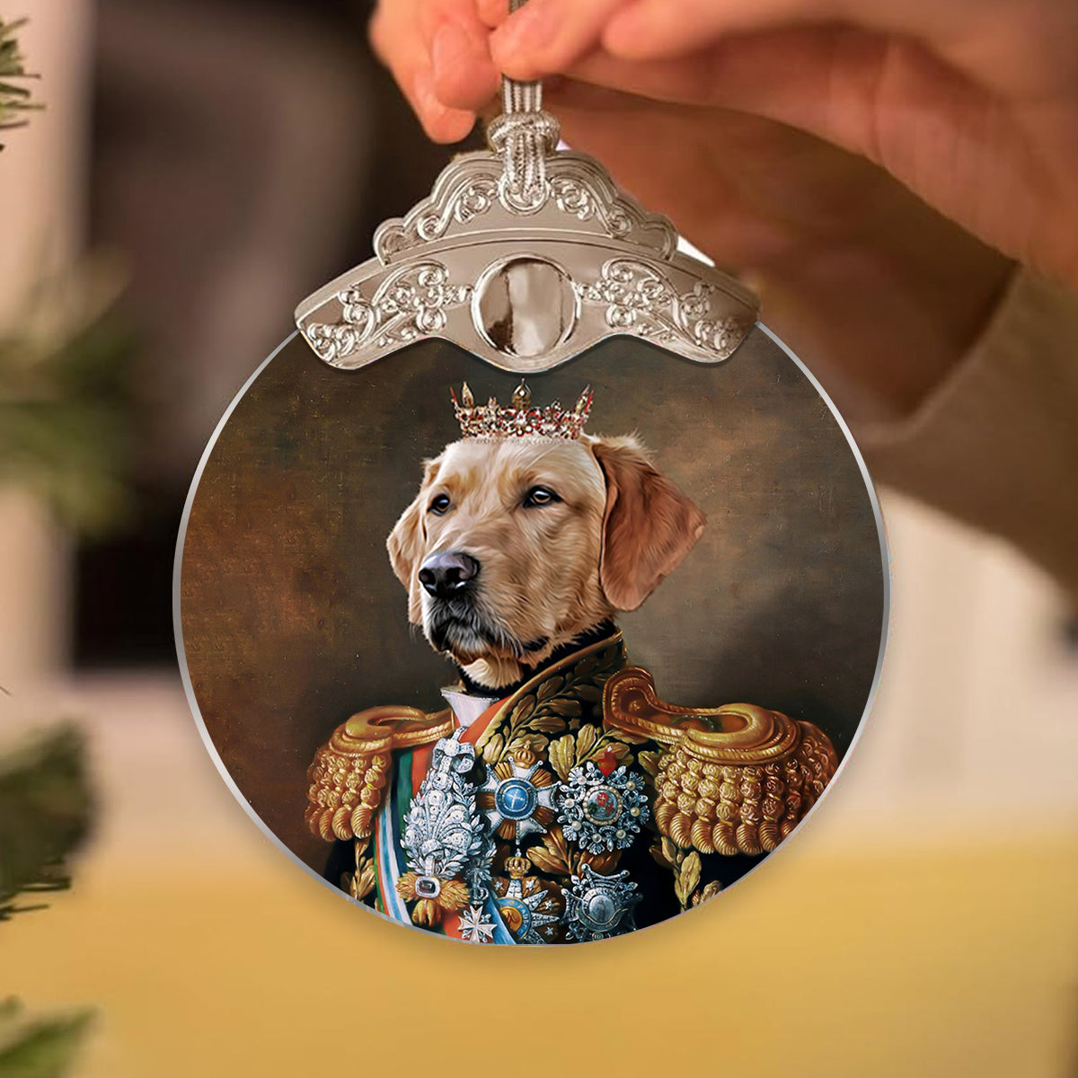 Individuelles königliches Haustierporträt – Personalisierter Hunde-Vintage-Anhänger