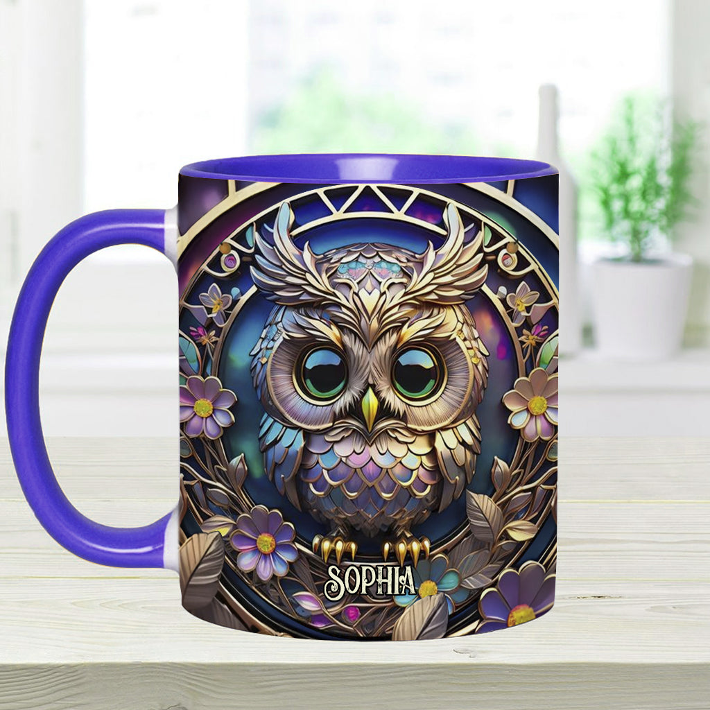 Colorful Owl - Personalized Owl Accent Mug