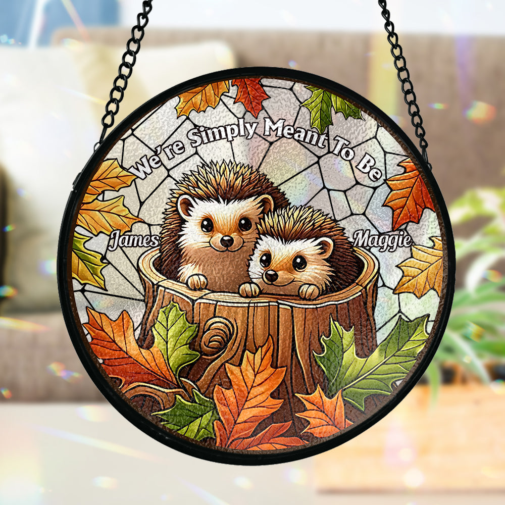 Wir sind einfach füreinander bestimmt – personalisierter Glas-Sonnenfänger für Paare