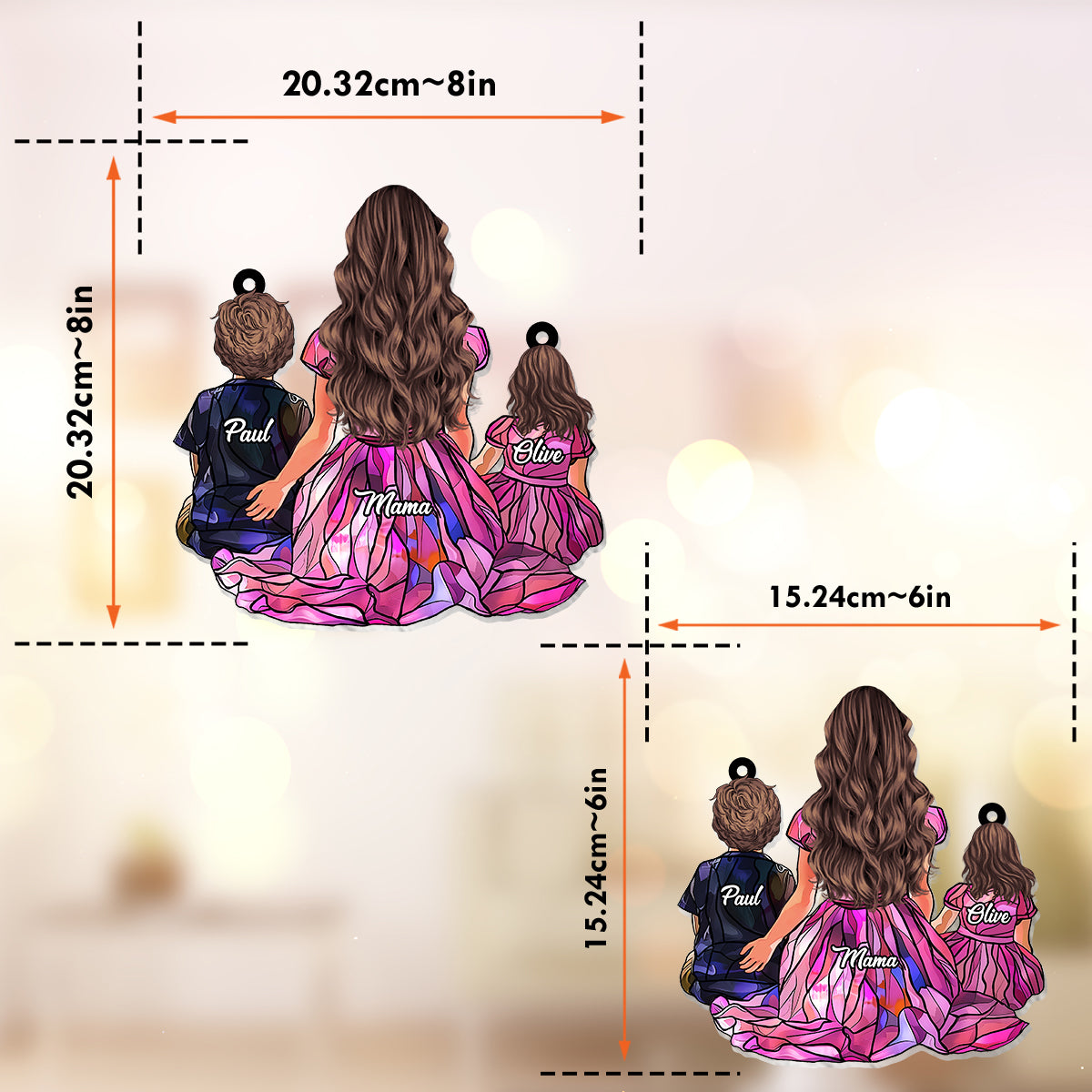 Familiengeschenk – Personalisierter Familien-Fensterhänger-Sonnenfänger