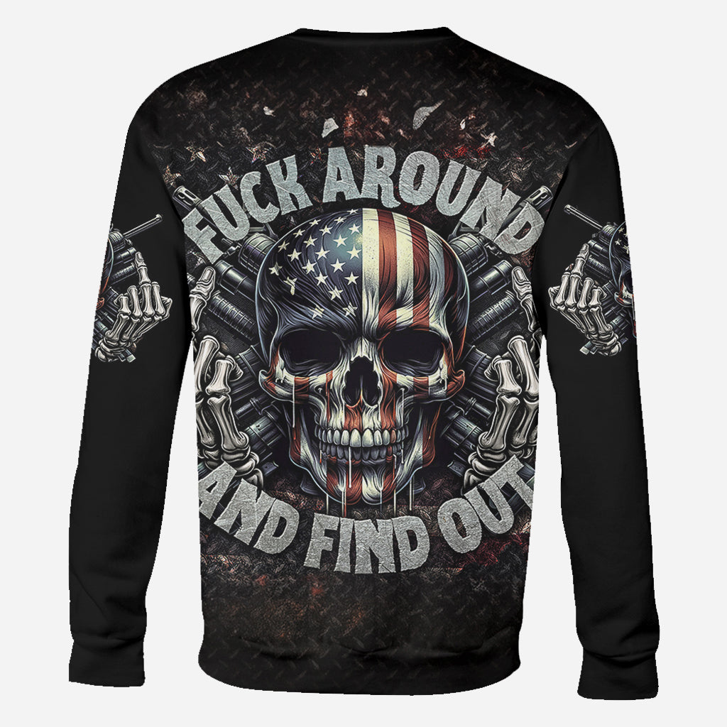 Amerikanische Flagge mit Skelett – Personalisiertes Totenkopf-Shirt