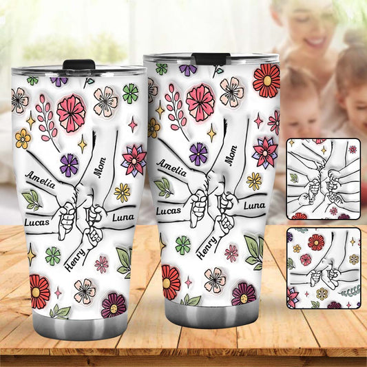 Frühlingsblumen-Hand-Haltung Oma Mama - Personalisierter Mutter-Trinkbecher