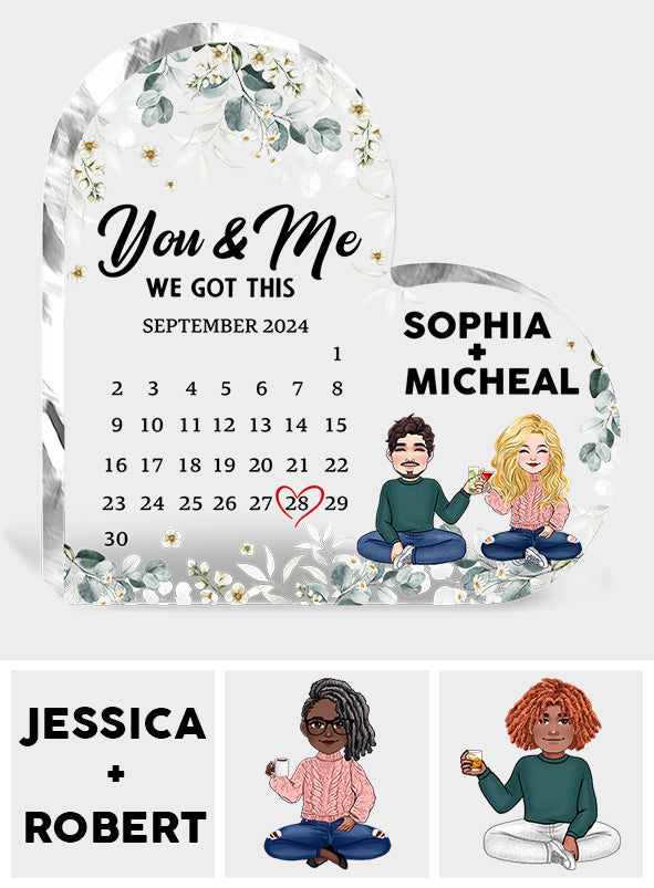 Du und ich, wir schaffen das – Personalisierte Acrylplakette in individueller Form für Paare