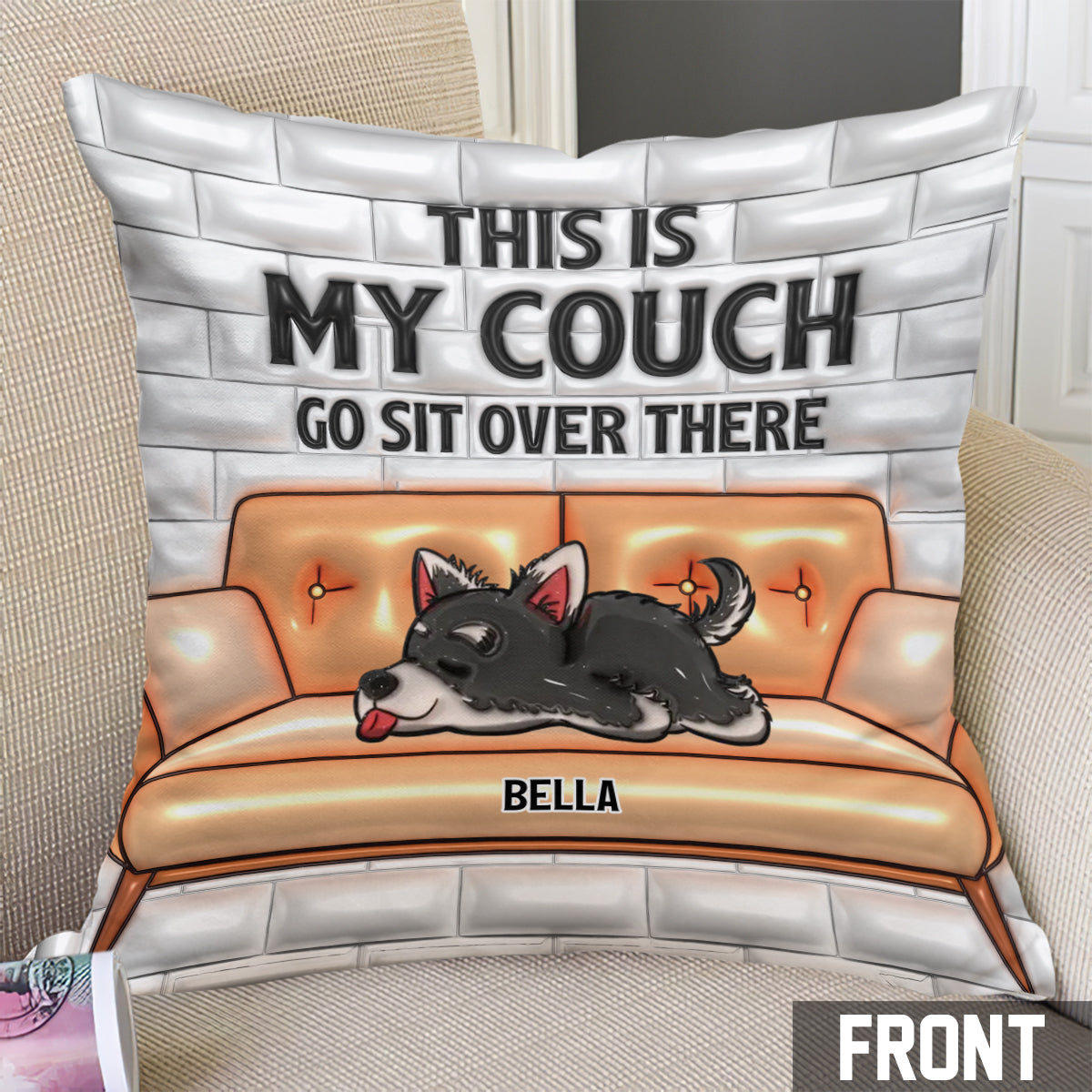 Das ist meine Couch – personalisiertes Hunde-Dekokissen