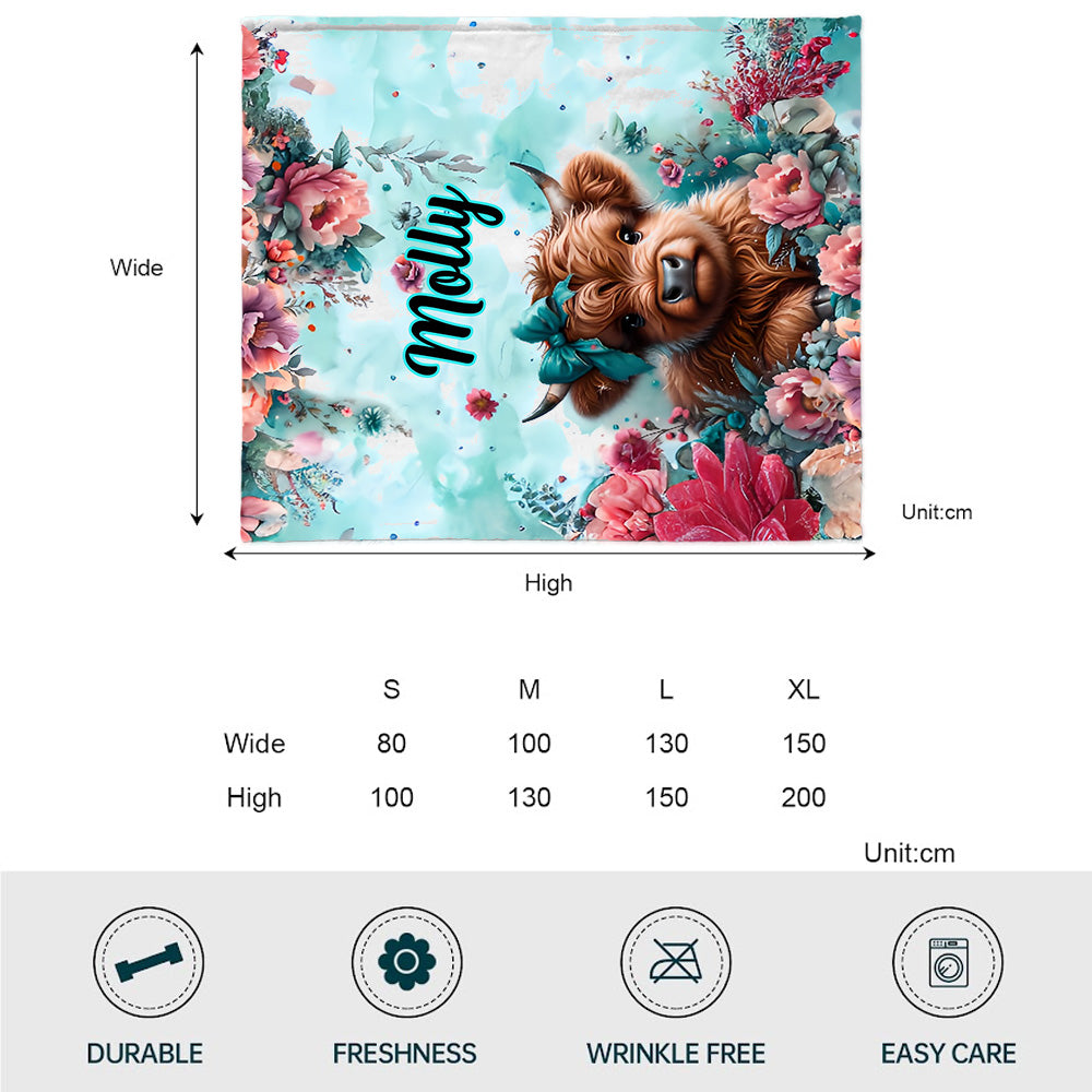 Niedliche Babykuh - Personalisierte Decke