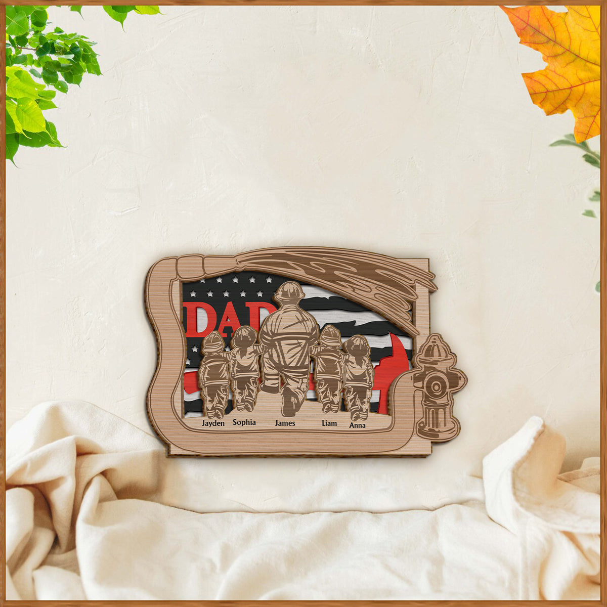 Daddy's Team – Personalisiertes zweilagiges Holzschild „Vater“ / Holzplakette