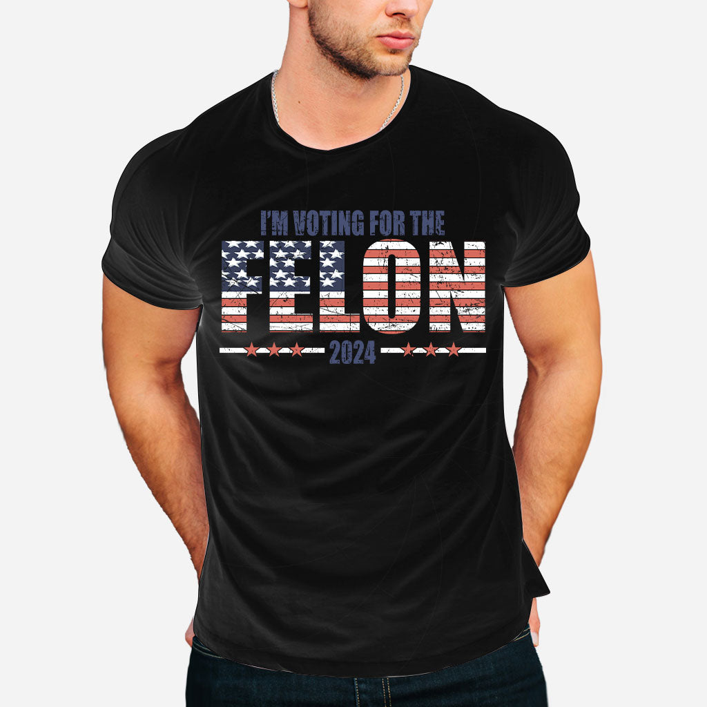 Ich wähle den Verbrecher – T-Shirt, MAGA 2024 – T-Shirt, Politischer Humor 2024 – T-Shirt, Wahlkampf-Trump-Shirt mit amerikanischer Flagge