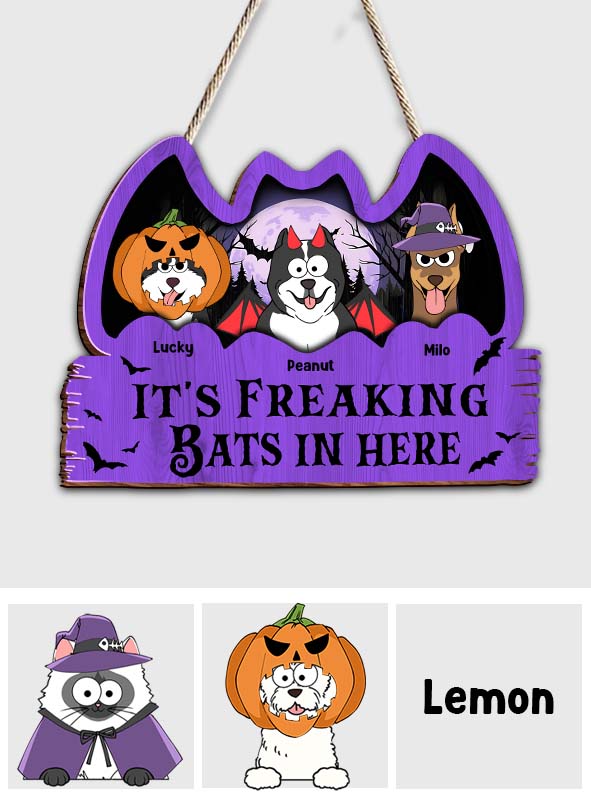 It's Freaking Bats In Here - Personalized Dog Custom Shaped Wood Sign