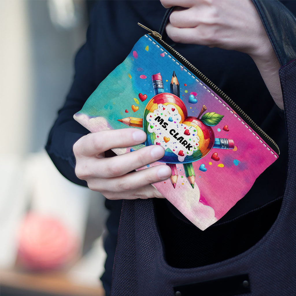 Lehrer-Überlebensset mit buntem Herz – personalisierte Lehrertasche