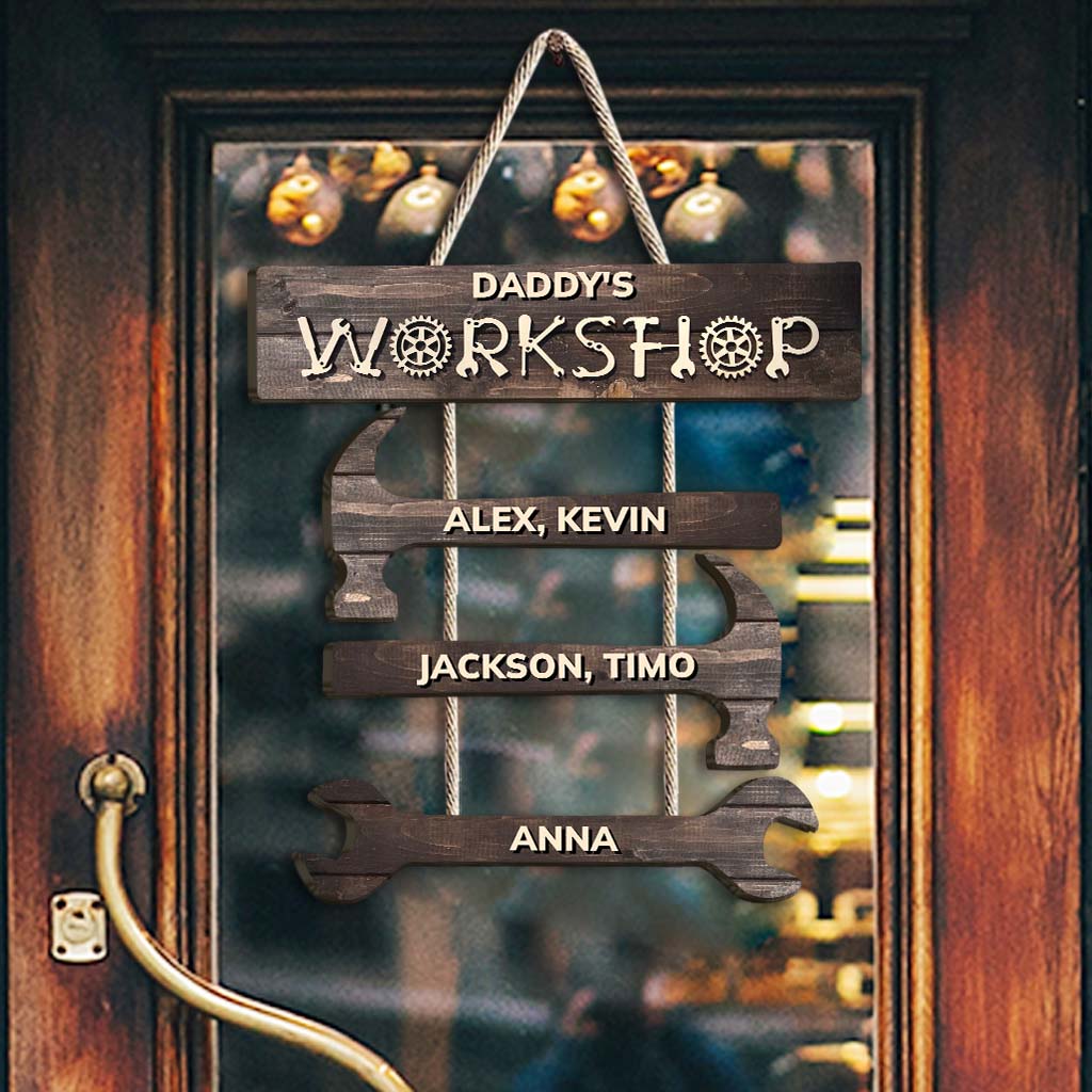 Papas/Opas Werkstatt ... Personalisiertes Vater-Schild aus Palettenholz