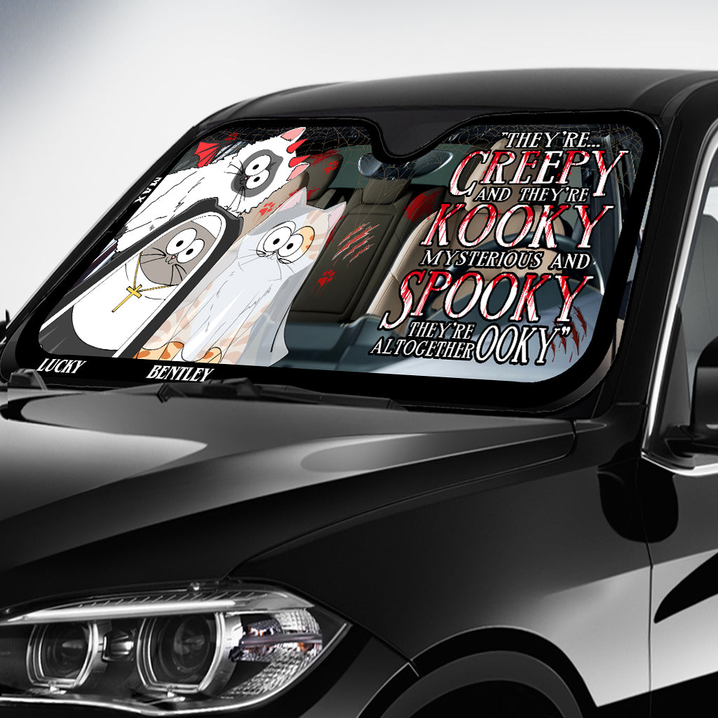 They're Creepy and They're Kooky - Personalized Cat Car Sunshade