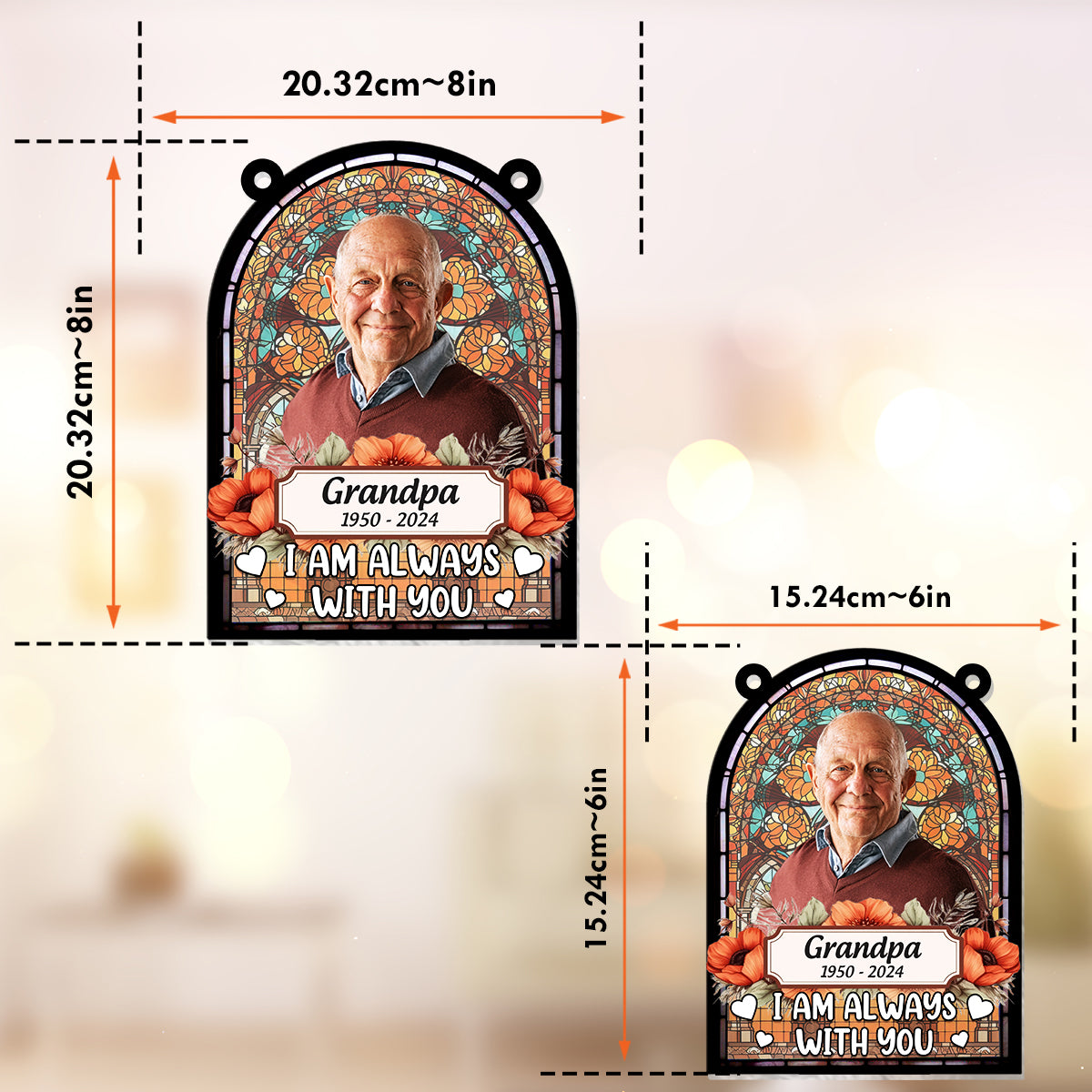 Ich bin immer bei dir – Personalisierter Gedenk-Fensterhänger-Sonnenfänger 