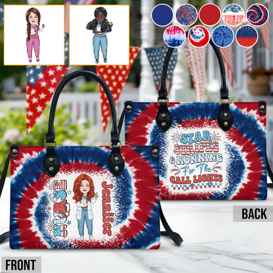 Krankenschwesterleben 4. Juli - Personalisierte Lederhandtasche für Krankenschwestern