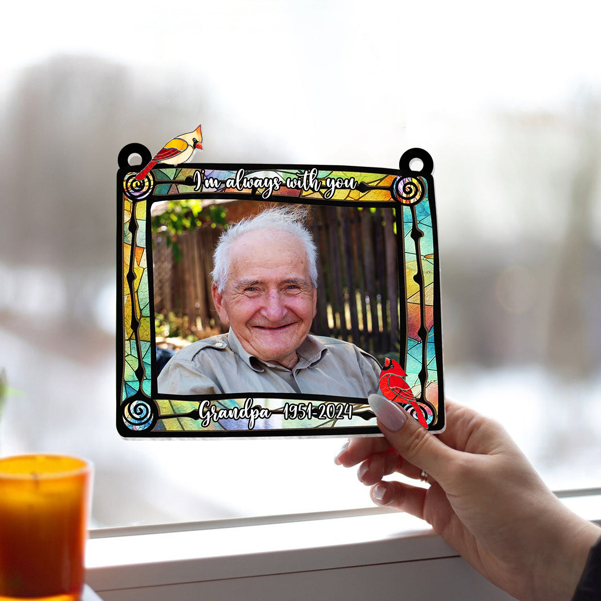 The Sky Looks Different In Loving Memory Cardinal - Personalized Memorial Window Hanging Suncatcher Ornament
