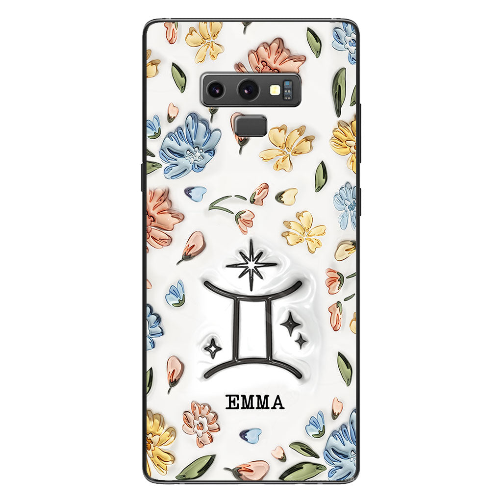 Blumenmuster Sternzeichen - Personalisierte Horoskop-Handyhülle