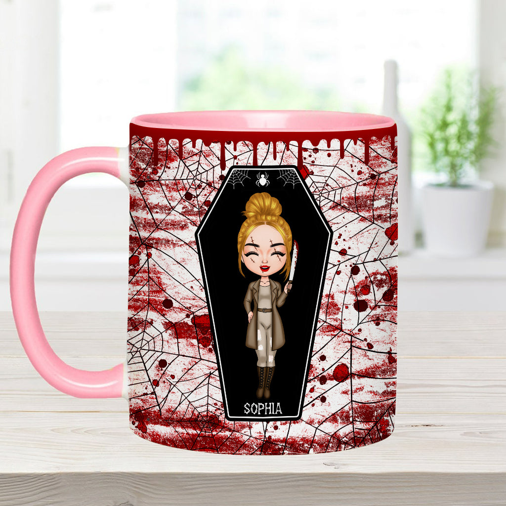 Sommerliche Sommerzeit naht, jetzt ist die Zeit der gruseligen Zicken! - Personalisierte Tasse mit Akzent