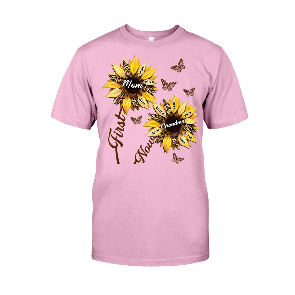 Erst Mama, jetzt Oma Sonnenblume – Personalisiertes Oma-T-Shirt und Hoodie
