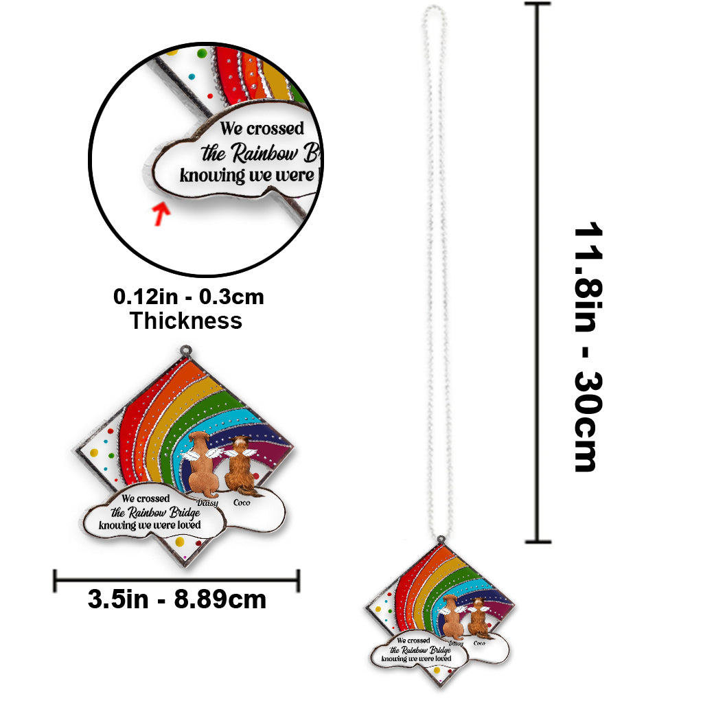 Regenbogenbrücke – Gedenkstätte für Katzen und Hunde – Personalisierter transparenter Autoanhänger für Hunde