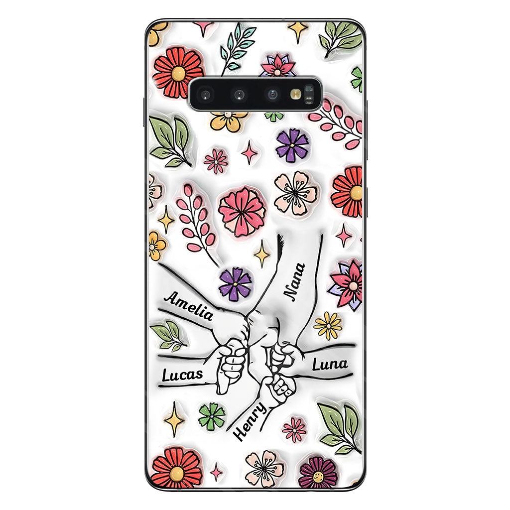 Spring Flower Holding Hands Nana Mom - Personalized Grandma Phone Case