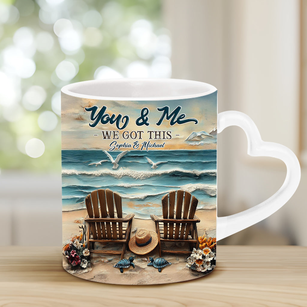 And So Together They Built A Life They Loved - Personalized Couple Heart Handle Mug