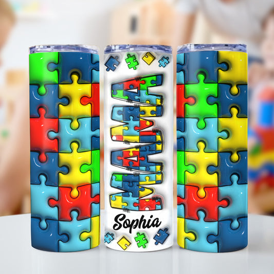 Autismus-Bewusstsein – Personalisierter, schlanker Becher zum Thema Autismus-Bewusstsein