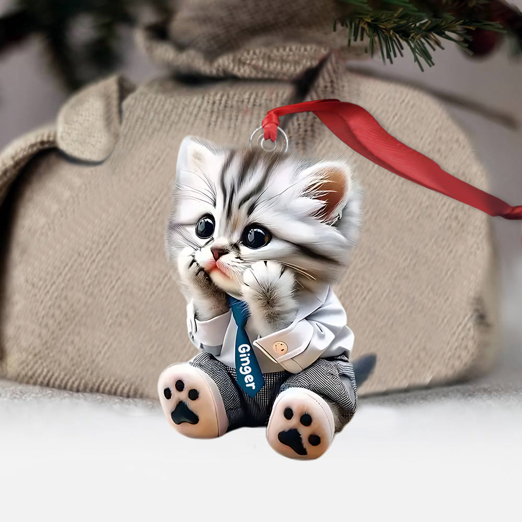 Cute Cat - Personalized Cat Custom Shaped Ornament