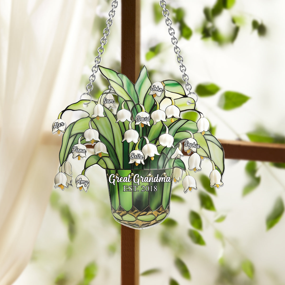 Maiglöckchen-Oma-Oma-Oma-Fensterhänger-Sonnenfänger-Ornament 