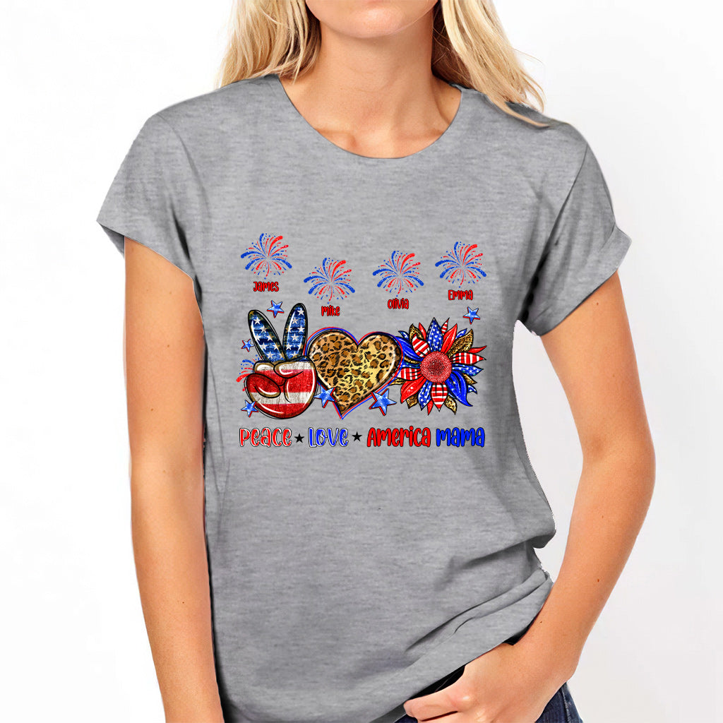 Frieden, Liebe, amerikanische Oma, Mama – personalisiertes Mutter-T-Shirt und Hoodie